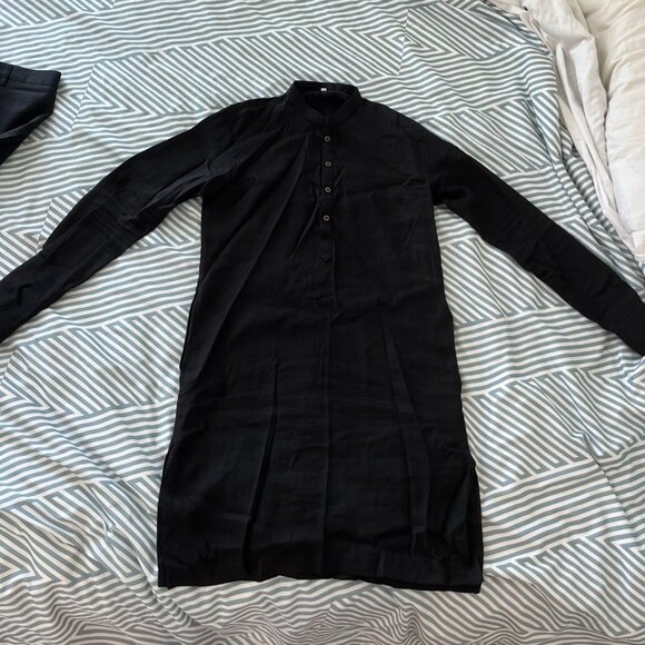 Black Embroidered Jacket Kurta Set – KALKI Fashion – Size S✨ Elegant & Worn Once - Picture 2 of 4